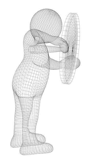 Photo figure d'un homme avec une loupe à la main isolé sur fond