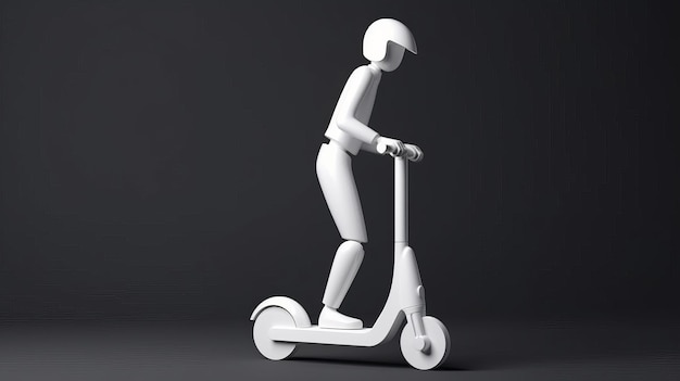 Figure humaine 3d avec scooter