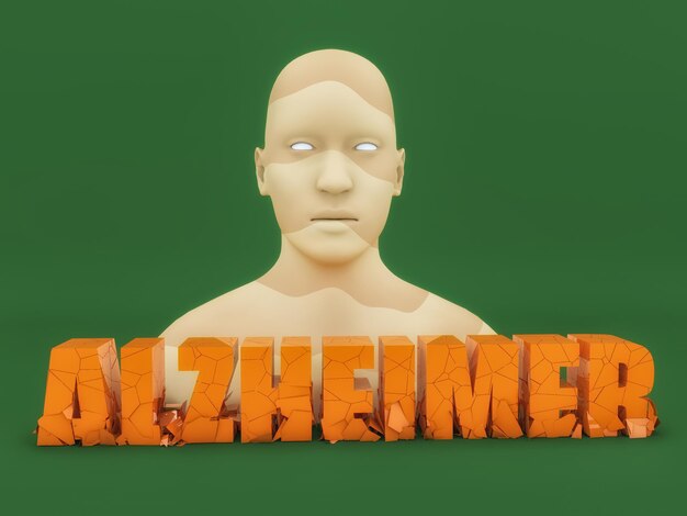 Figure humaine et texte 3d Alzheimer