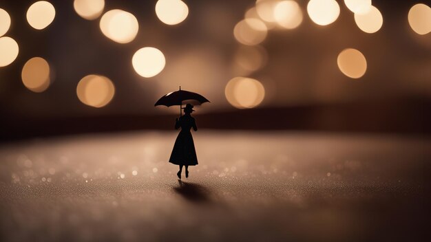 Figure en papier coupée dans le style victorien sur le fond de bonbons et de nourriture ressemble à Mary Poppins