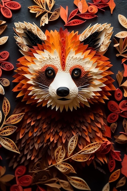 Figure en papier en forme de panda rouge