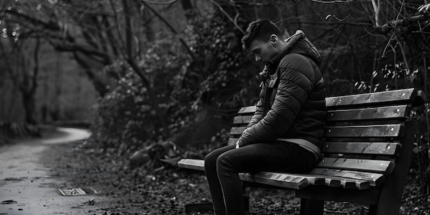 Photo une figure solitaire sur un banc