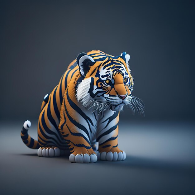 Photo une figure de tigre avec un fond bleu et un fond noir.