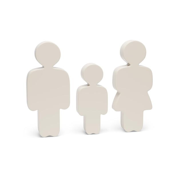 Figures d'une famille isolée sur fond blanc illustration 3D