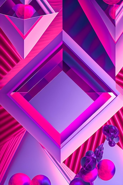 Figures géométriques ton de style holographique illustration rose et violet