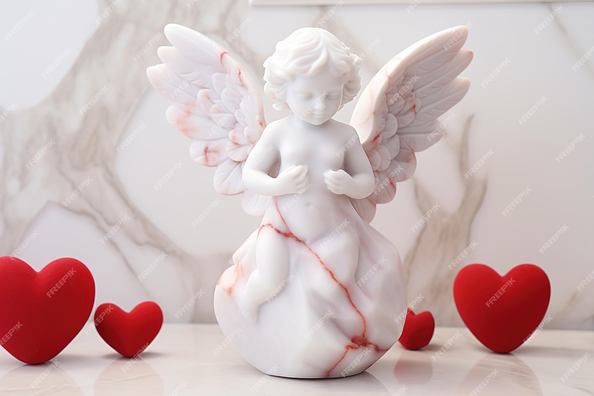 Ange AVEC une fleur - Figurine angelique - Cherubin avec une