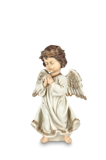 Figurine d'ange en céramique sur fond blanc Idéale pour Noël et Pâques