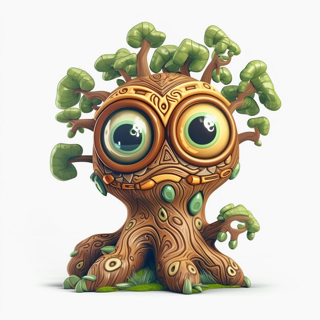 Une figurine d'un arbre avec un arbre dessus