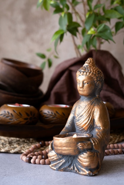 Photo figurine bouddha nature morte