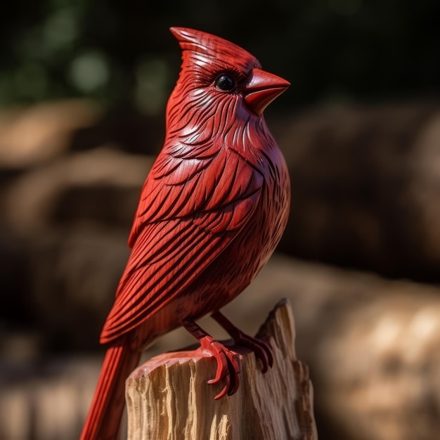 Figurine de cardinal en bois par Scott Nelson Muralisme de la faune esthétique