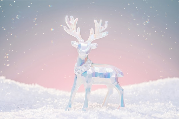 Figurine de cerf ornement de Noël aux couleurs pastel néon