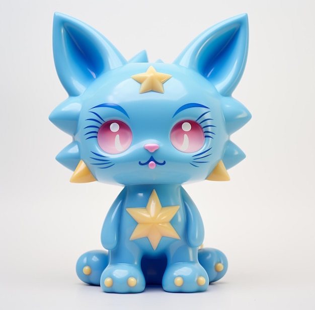 figurine d'un chat bleu low poly