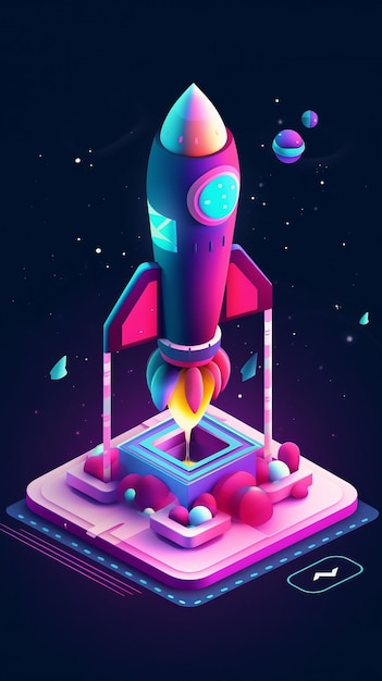 Figurine décollant d'une fusée Space Generative AI