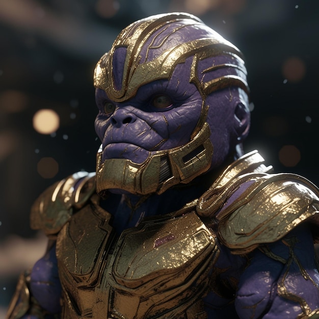 Photo une figurine d'une figure de thanos violet avec un visage argenté.