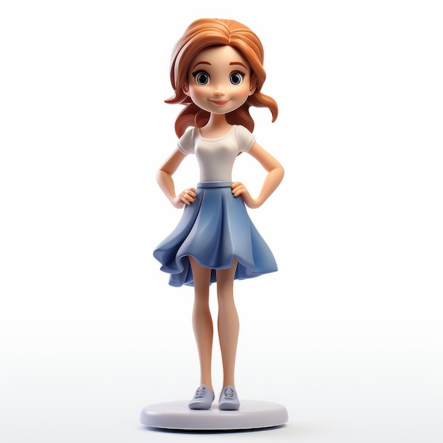 Photo figurine de fille de dessin animé réaliste en 3d avec des protagonistes jeunes