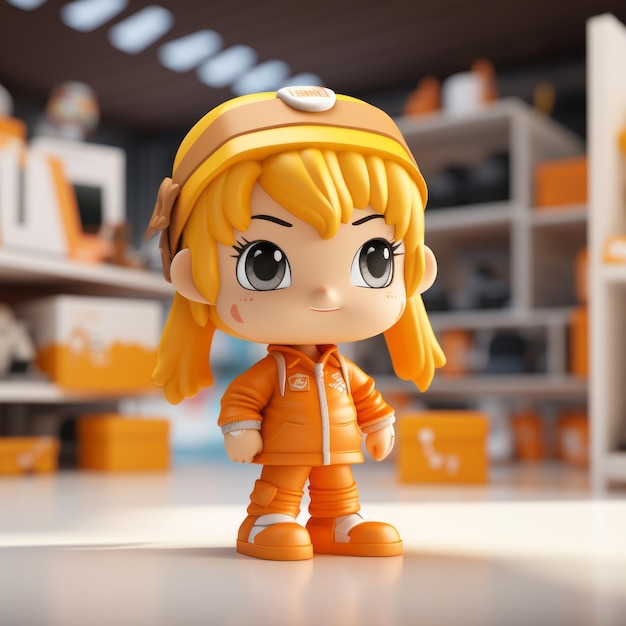 Figurine Kawaii Orange Toy Girl innovante avec un look épuré