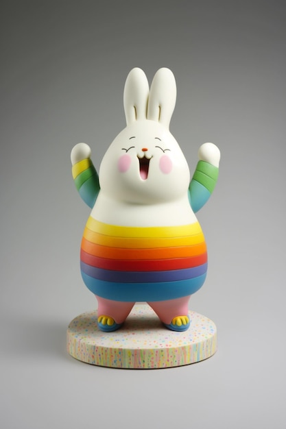 Une figurine de lapin qui a le mot lapin dessus