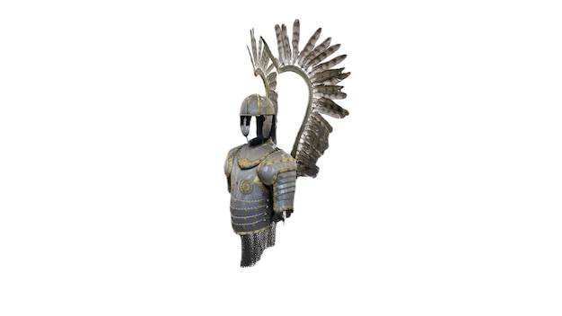 Une figurine en métal d'un guerrier avec un casque dessus.