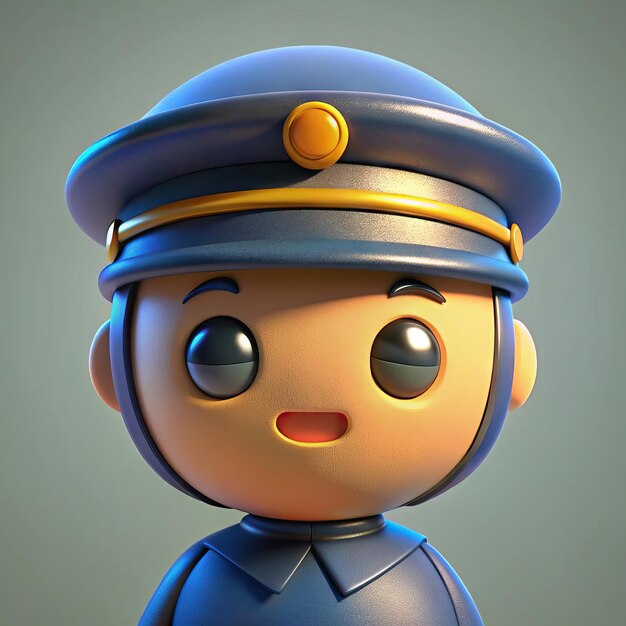 une figurine d'un personnage de police avec un chapeau bleu