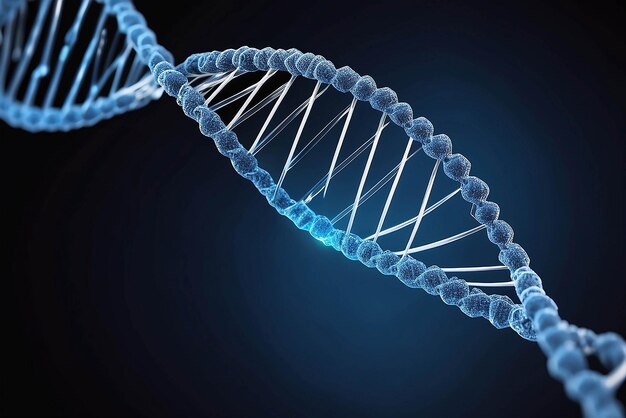 Photo un fil d'adn bleu généré numériquement avec une ligne ecg 3d