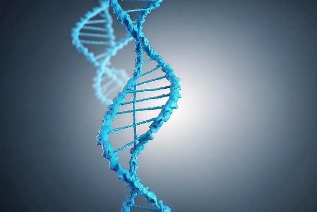 Photo un fil d'adn bleu généré numériquement avec une ligne ecg 3d