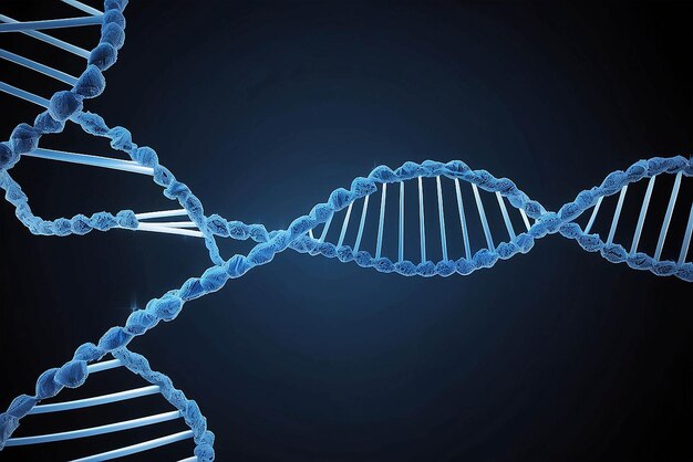Photo un fil d'adn bleu généré numériquement avec une ligne ecg 3d