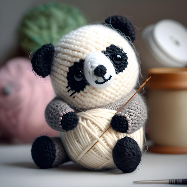 Photo le fil du panda amigurumi