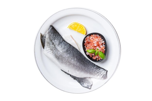 filet de bar de poisson repas de fruits de mer collation alimentaire sur la table copie espace arrière-plan alimentaire