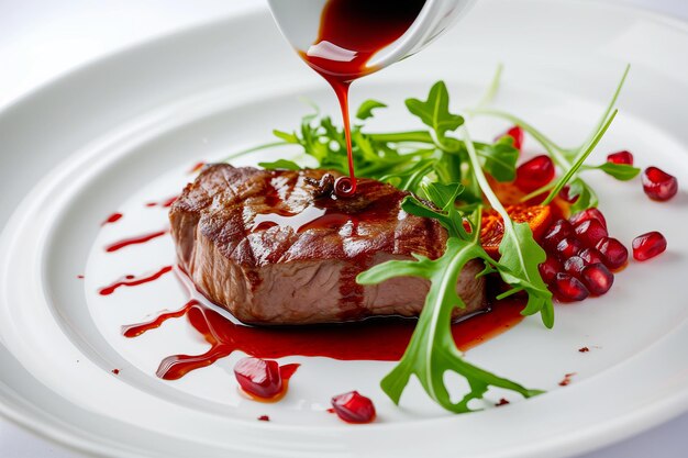 Filet Mignon Gourmand Steak Exquis à la Grenade et à la Roquette