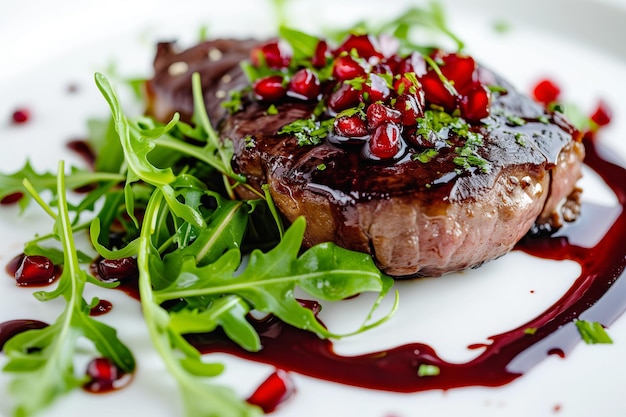 Filet Mignon Gourmand Steak Exquis à la Grenade et à la Roquette