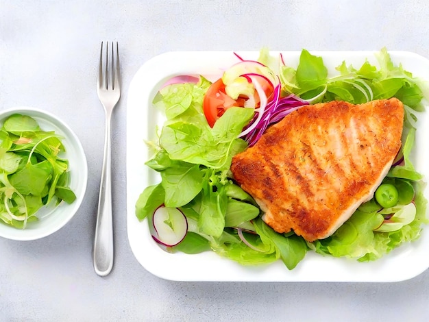 Filet de poulet avec salade Nourriture saine régime cétogène régime déjeuner concept AI_Generated