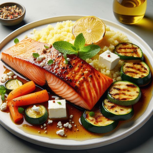 Un filet de saumon au miel avec un bord carbonisé