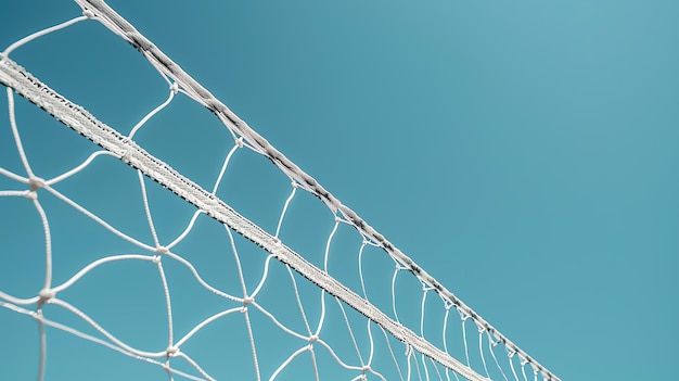Photo un filet de volley-ball blanc contre un ciel bleu clair le filet est en focus avec le ciel flou en arrière-plan