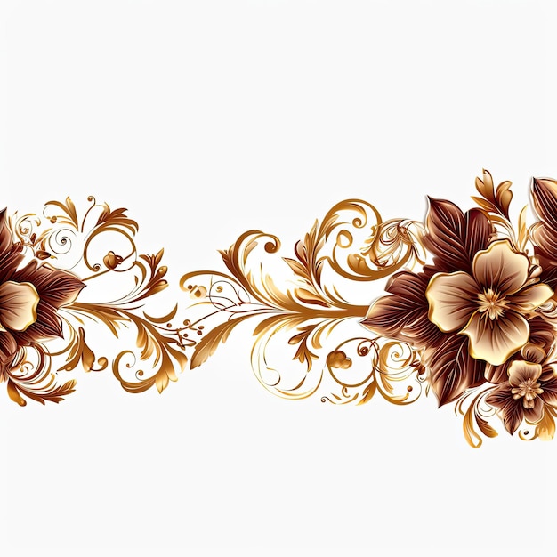 Filigrane décoratif de luxe en or brun élaboré sur fond blanc généré par l'IA