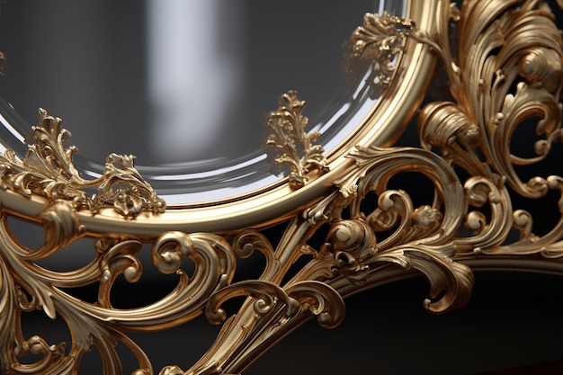 Filigrane d'or exquis sur un miroir de style Renaissance 00327 01