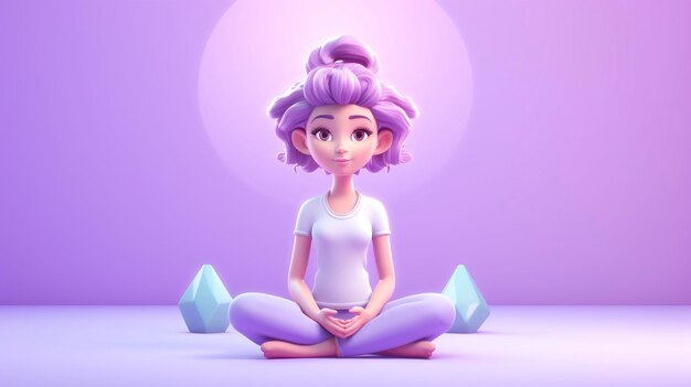 Une fille en 3D faisant du yoga Copier l'arrière-plan spatial Génératif AIx9