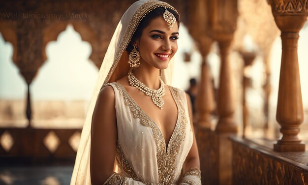 Photo une fille arabe avec une belle robe spéciale