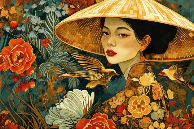 Photo fille asiatique art populaire asiatique