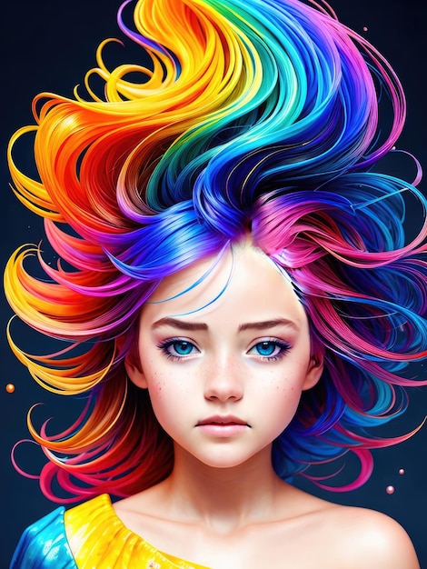 Une fille aux cheveux arc-en-ciel