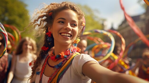 Photo une fille aux cheveux colorés