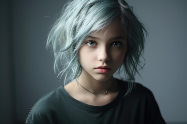 une fille aux cheveux gris