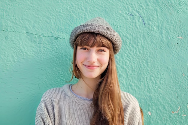 Une fille aux cheveux longs portant un chapeau