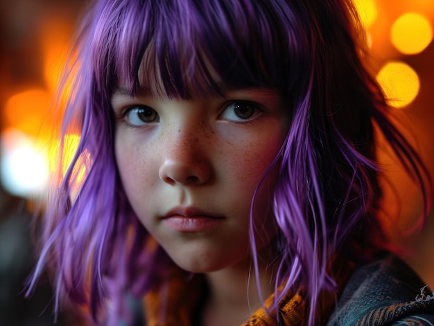 Une fille aux cheveux violets