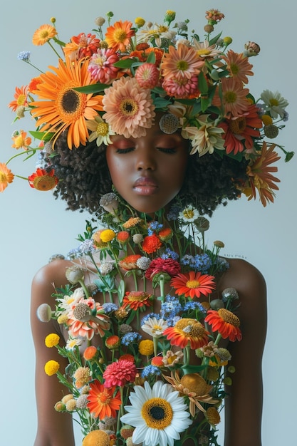 Photo la fille aux fleurs