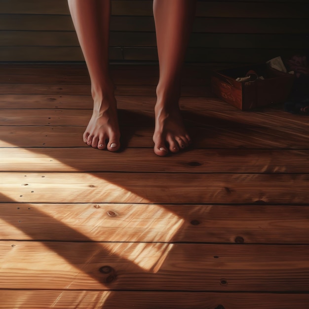 Photo fille aux pieds nus en journée de détente