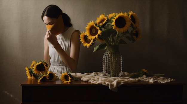 Fille aux tournesols