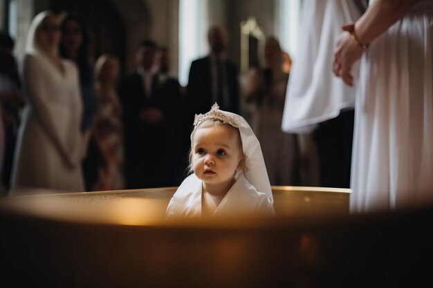 Photo fille baptisée église générer ai