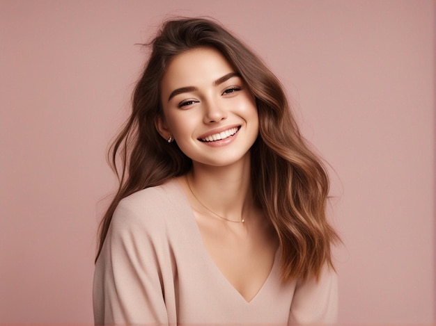 Une fille a une belle coiffure portant des vêtements de haute qualité à la mode photographie de mode