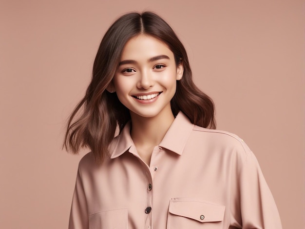 Une fille a une belle coiffure portant des vêtements à la mode de haute qualité photographie de mode