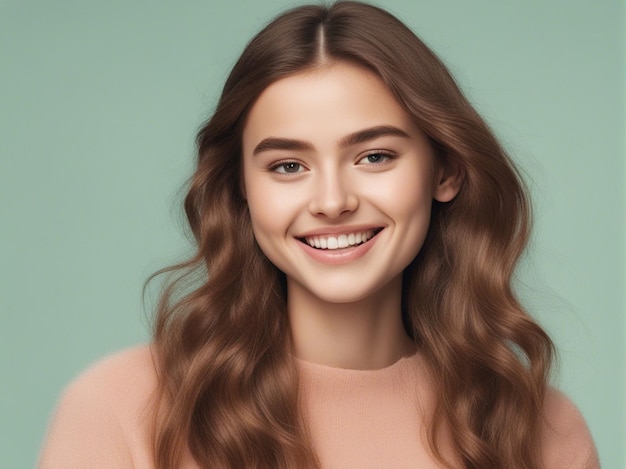 Une fille a une belle coiffure portant des vêtements à la mode de haute qualité photographie de mode